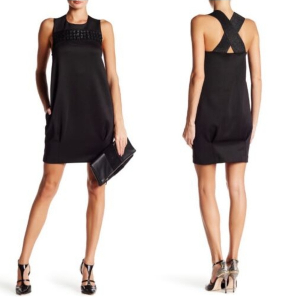 Rachel Rachel Roy  Black Sleeveless Embellished Cocoon Dress size S
